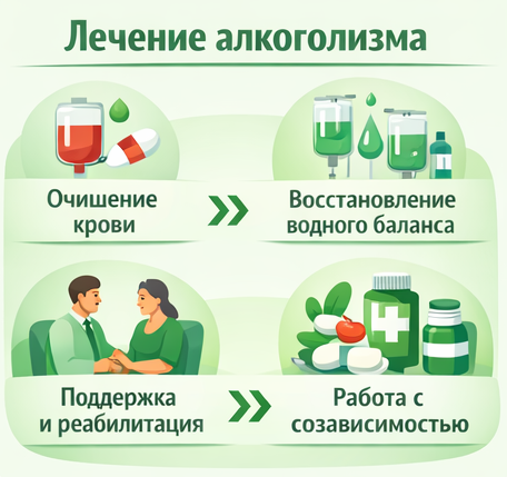 лечение алкоголизма в Нюрбе этапы